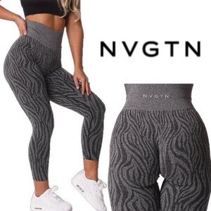 NWOT NVGTN Black Speckled Zebra Print Seamless Leggings Women’s XS Full Length